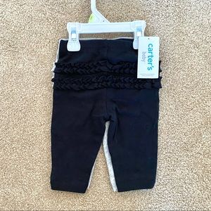 Carters Set of 2 Black and Gray Ruffle Baby Pants